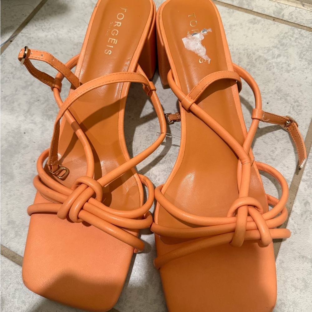 Torgeis Women's Orange Strappy Sandals